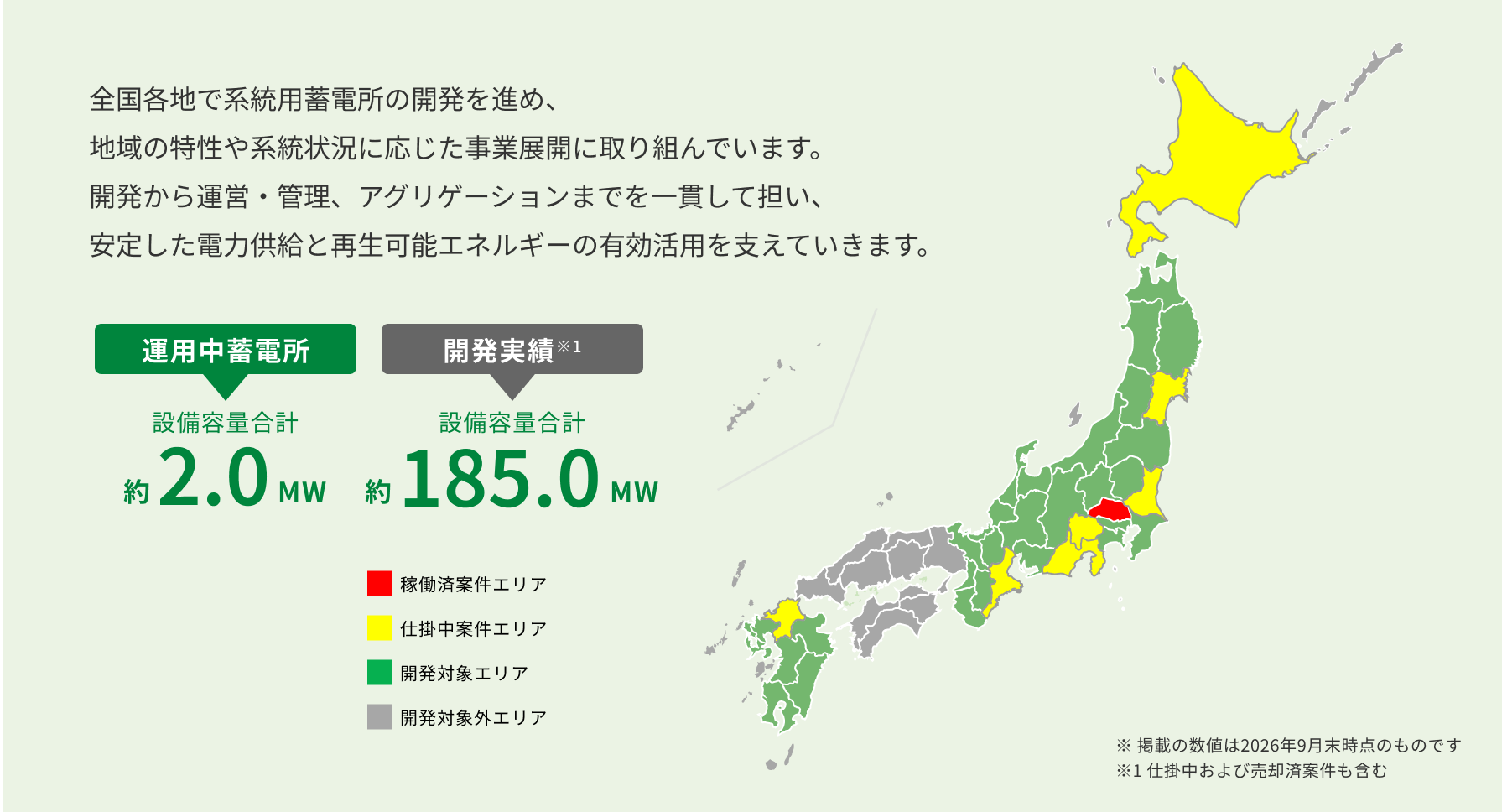 系統用蓄電所の開発状況（日本地図）